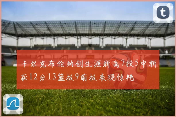 卡尔克布伦纳创生涯新高7投5中斩获12分13篮板9前板表现惊艳